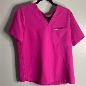 Figs Hot Pink Technical Collection Scrub Top